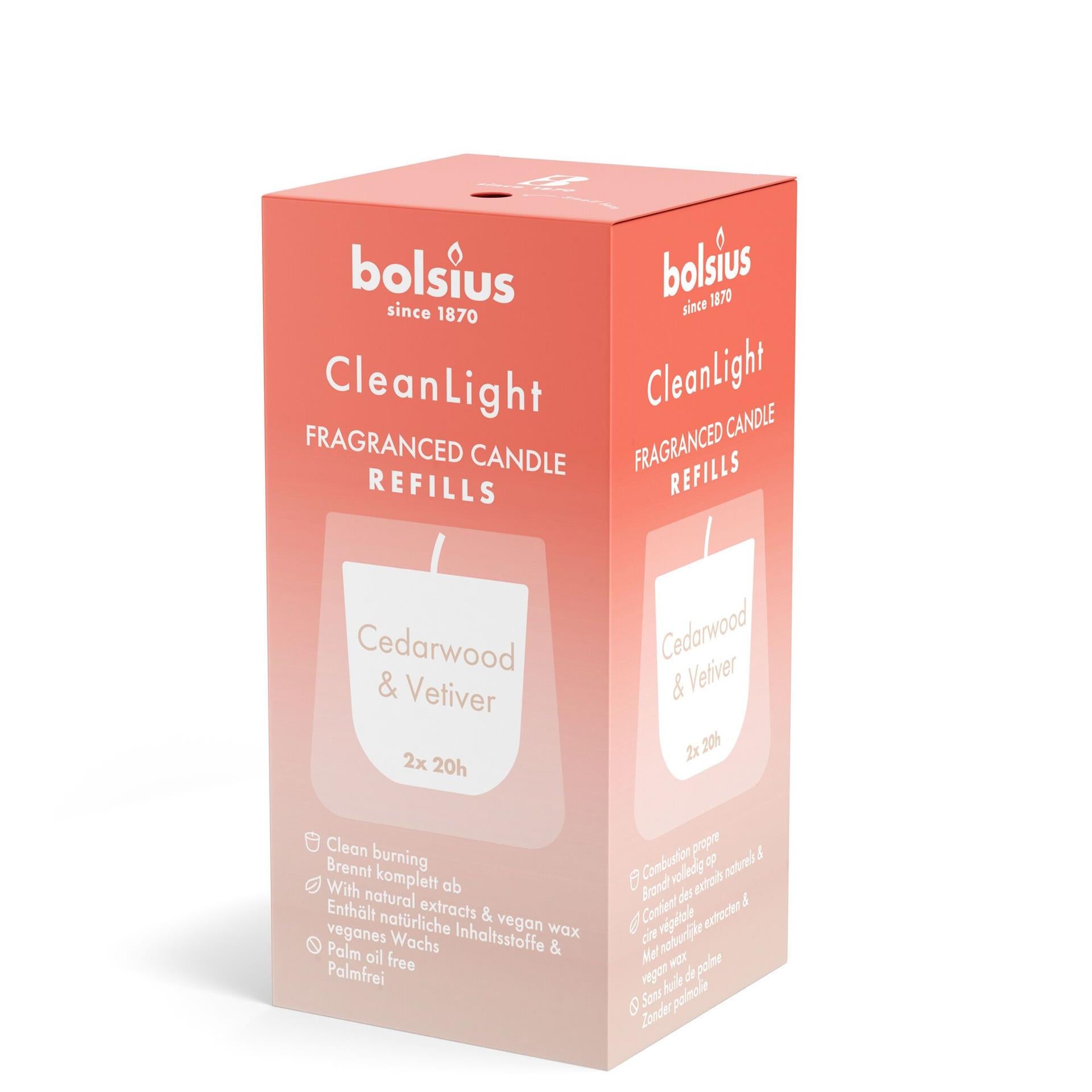 Bolsius navulling clean light pack 2 cederhout vertiver