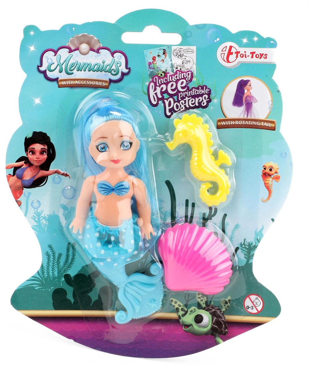Toi-toys mermaids zeemeerminpop met kammetjes, 12cm