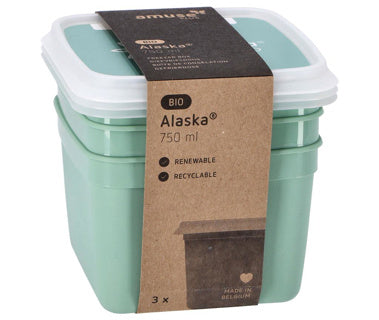 Dbp alaska diepvriesdozen vierkant 0,75l 3 stuks mintgroen