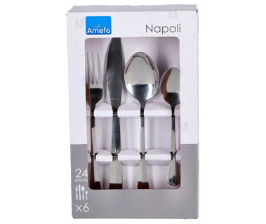 Amefa napoli - bestekset - 24 delig - 6 persoons - zilver