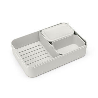 Brabantia bento lunchbox make take groot lichtgrijs | 2 stuks