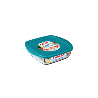Pyrex cook en store 1l vierkant 20 x 17 cm met deksel | 2 stuks