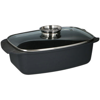 Alpina braadslee met glazen deksel 5,5l 39,5x22,5x10,8 cm zwart