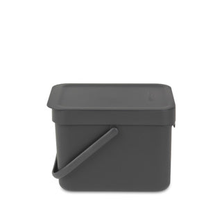 Brabantia afvalemmer sort go 6l grijs