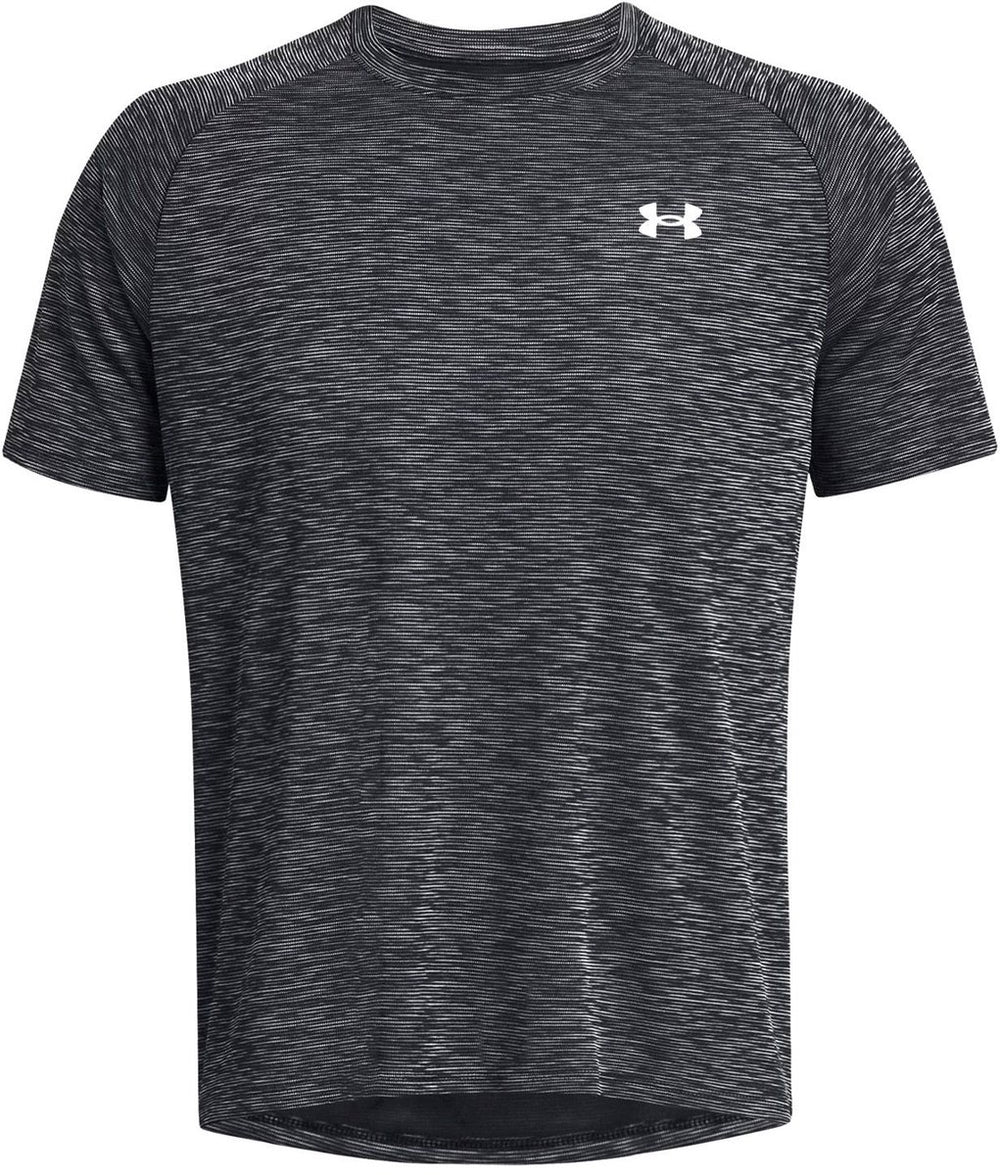 Under armour ua tech texturood ss-blk heren sportshirt - zwart - wit
