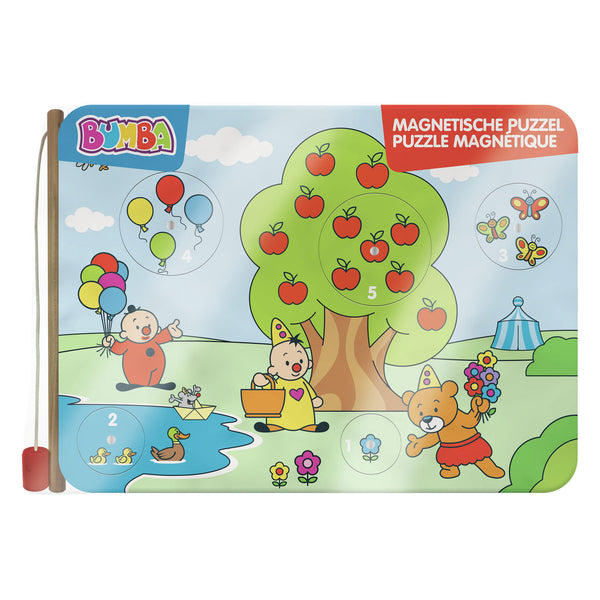 Bumba wooden magnetic puzzle - 5 pieces - with wooden fishing rod