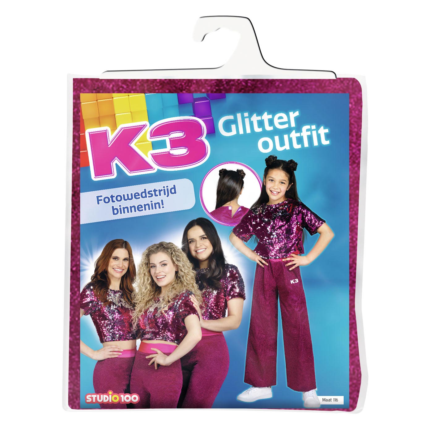 Studio 100 verkleedpak k3 roze, 3-5 jaar