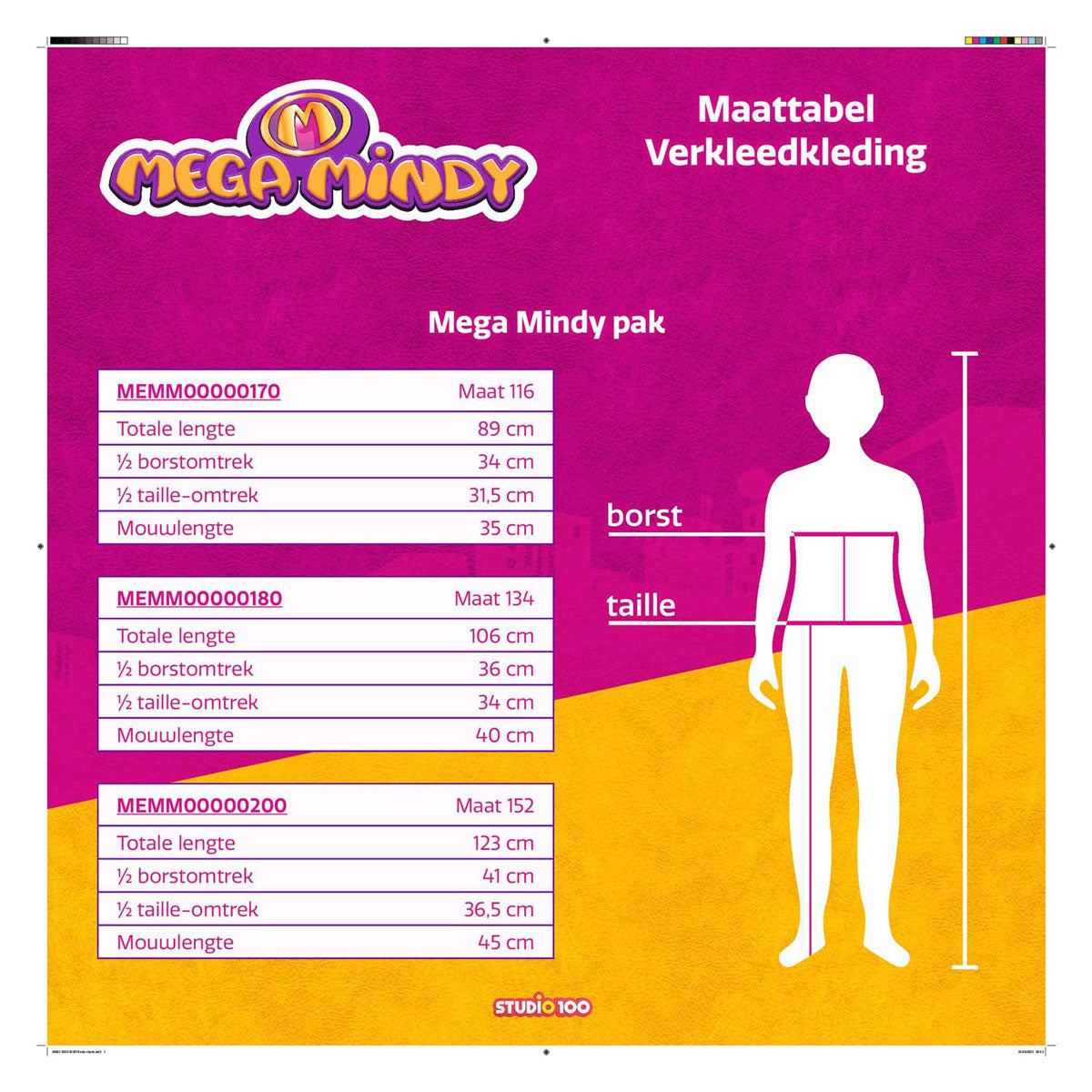 Studio 100 mega mindy verkleedpak zonder masker - 3-5 jaar