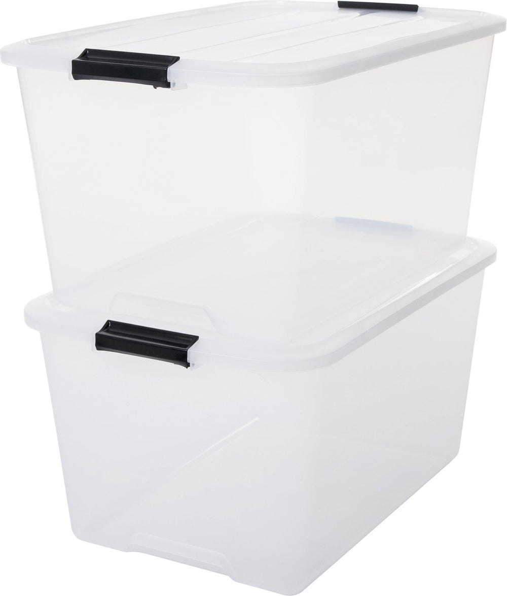Iris topbox opbergbox - 45l - kunststof - transparant - set van 2