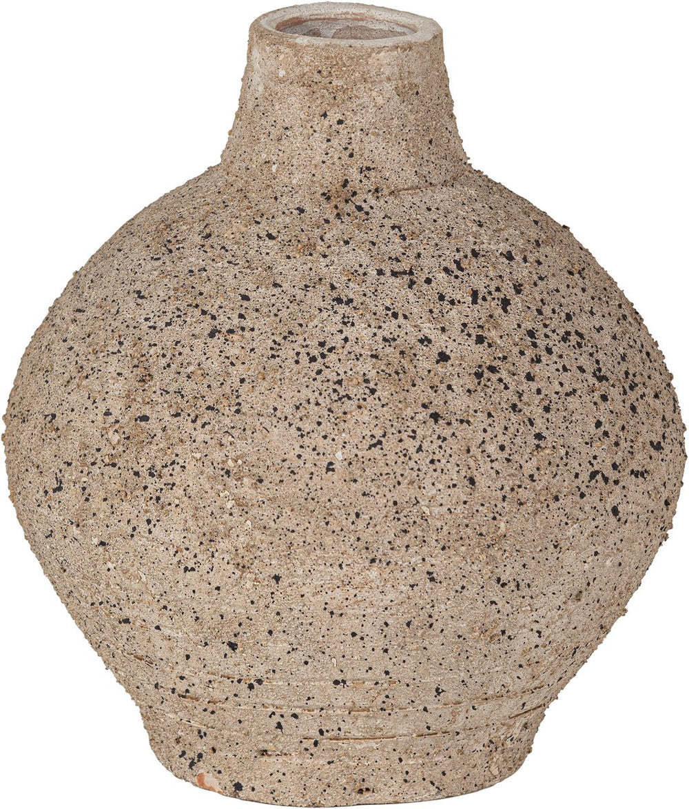 Woood sive decoratie vaas - klei - zand - 25x22x22