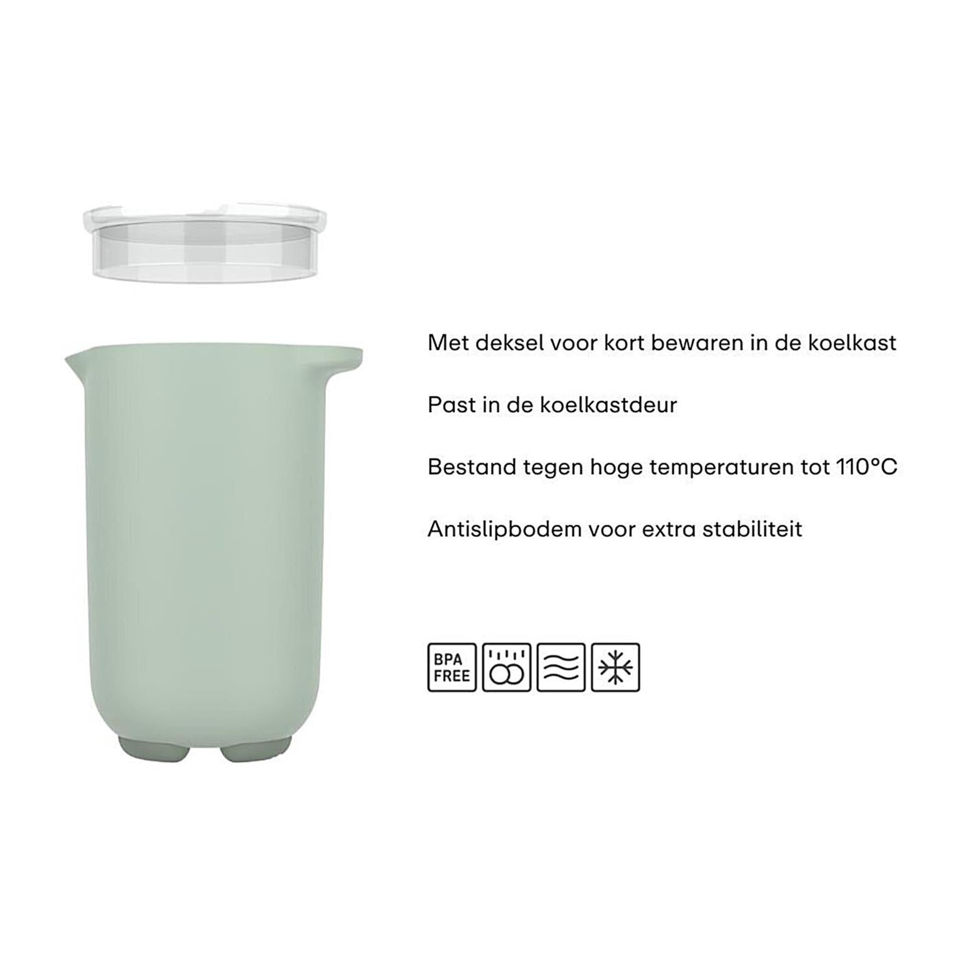 Mixbeker 1l met deksel krijt