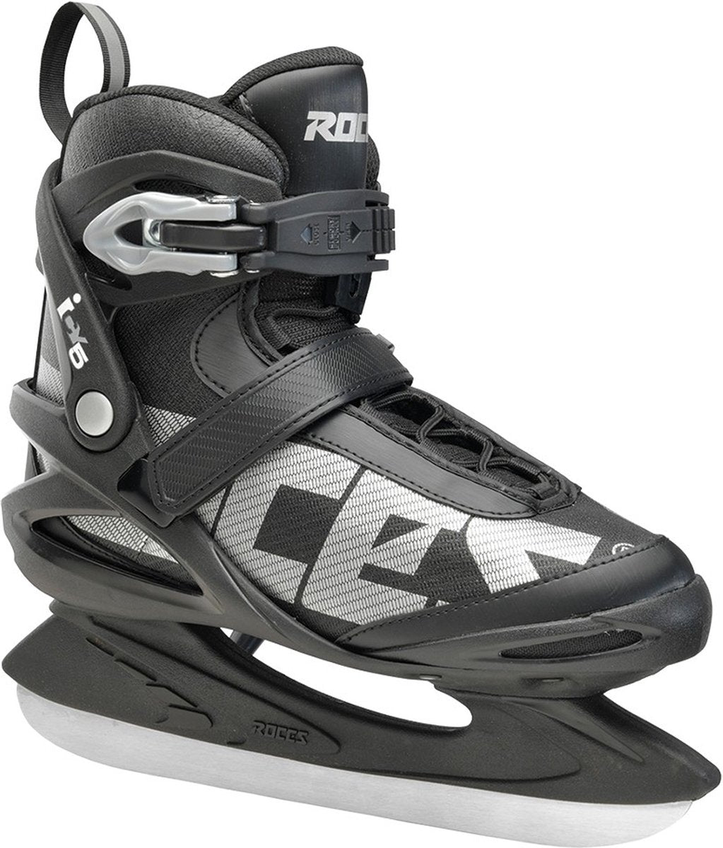 Roces - icy 5 - ijshockeyschaatsen - schaatsen heren - zwart zilver - thermo fit voering verstevigde enkelsteun - maat eu 45