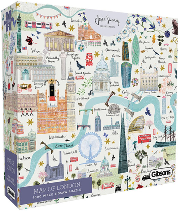 Gibsons - map of london (door josie shenoy) - 1000 stukjes 49×68cm (b×h) - legpuzzel voor volwassenen