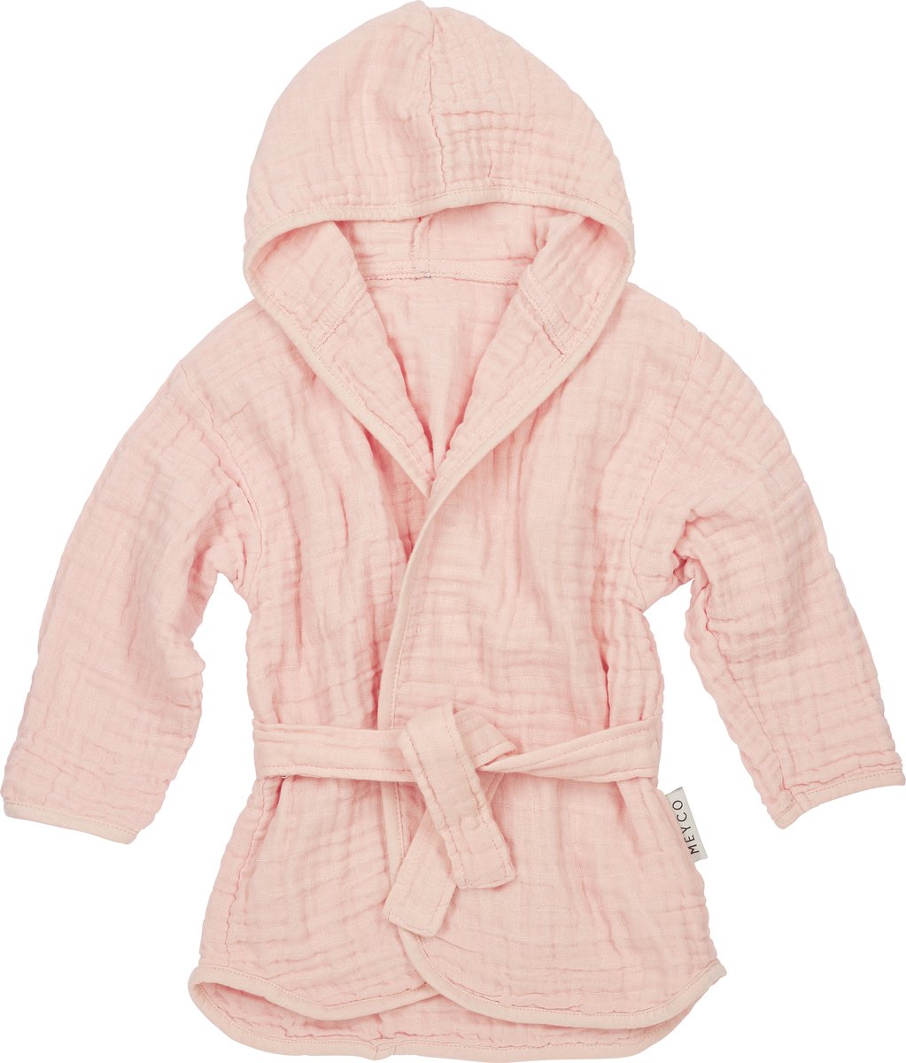 Meyco baby uni badjas - pre-washed hydrofiel - soft pink - 86 92