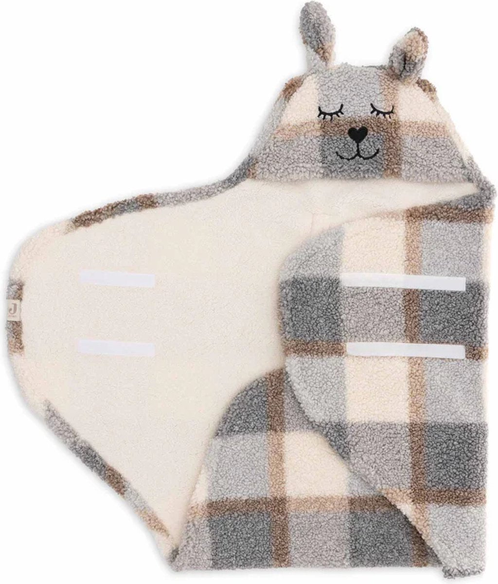 Jollein baby wikkeldeken - bunny - check boucle - 100x105cm