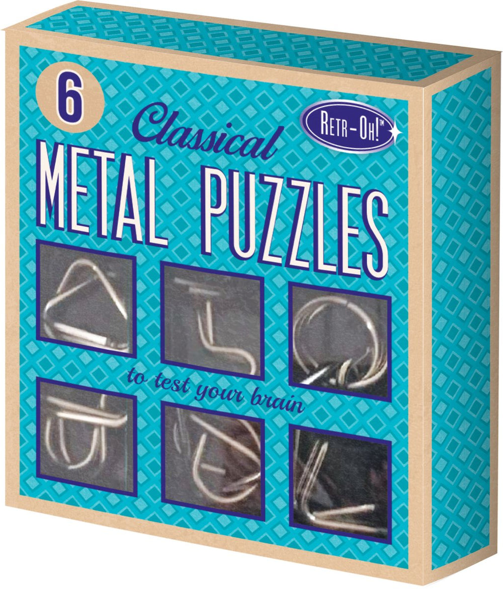 Invento metalen puzzels retr-oh unisex blauw 6 stuks