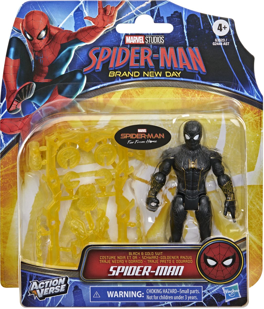 Hasbro marvel studios spider-man far from home actionverse black and gold suit spider-man - actiefiguur