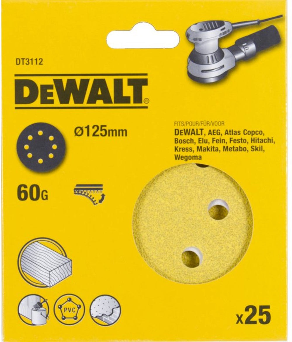 Dewalt dt3112-qz - schuurschijf - 125mm - p60 - 25 stuks