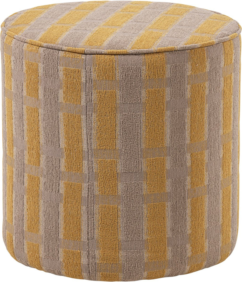 Woood sarli poef hoog dessin - chenille - taupe geel - 46x46x46