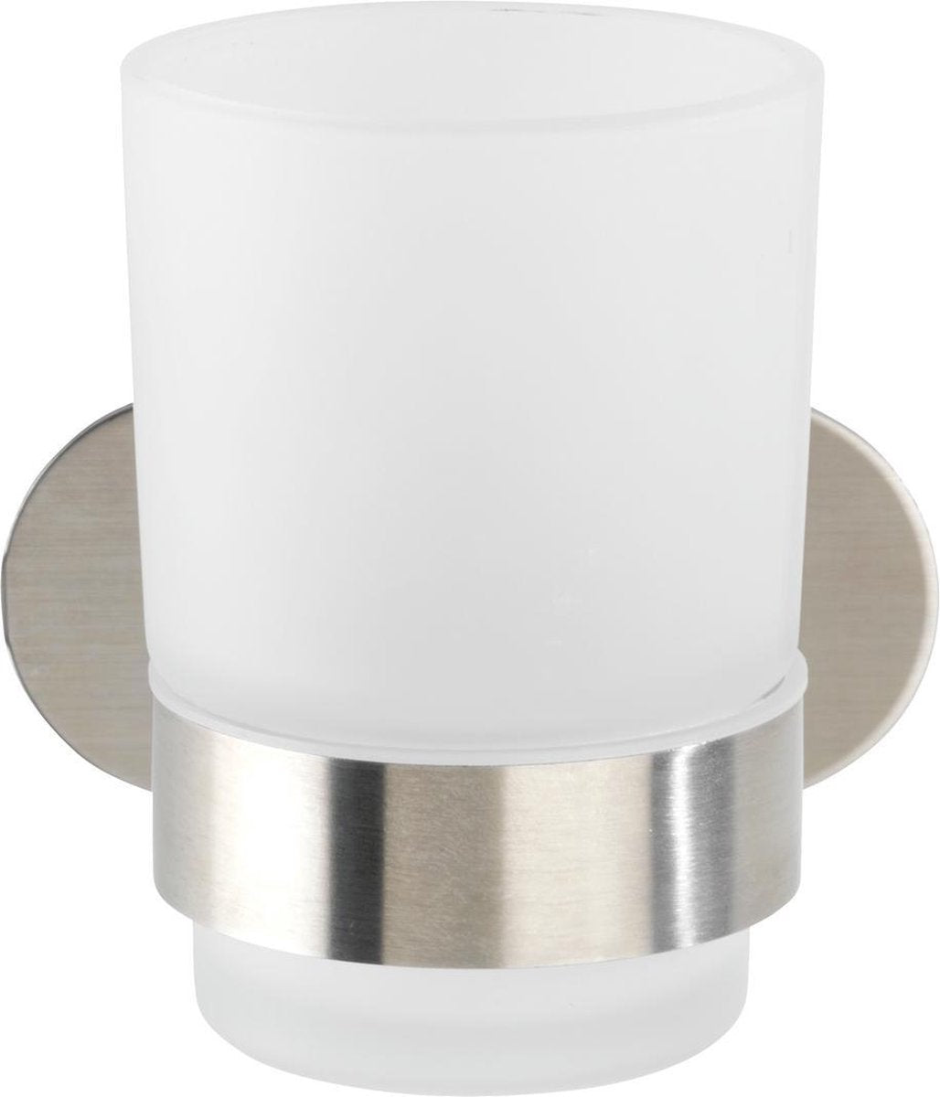 Wenko turbo-loc® tandenborstelbeker orea uno rvs mat - tandenborstelhouder - bevestigen zonder boren - zelfklevend - 10 jaar garantie
