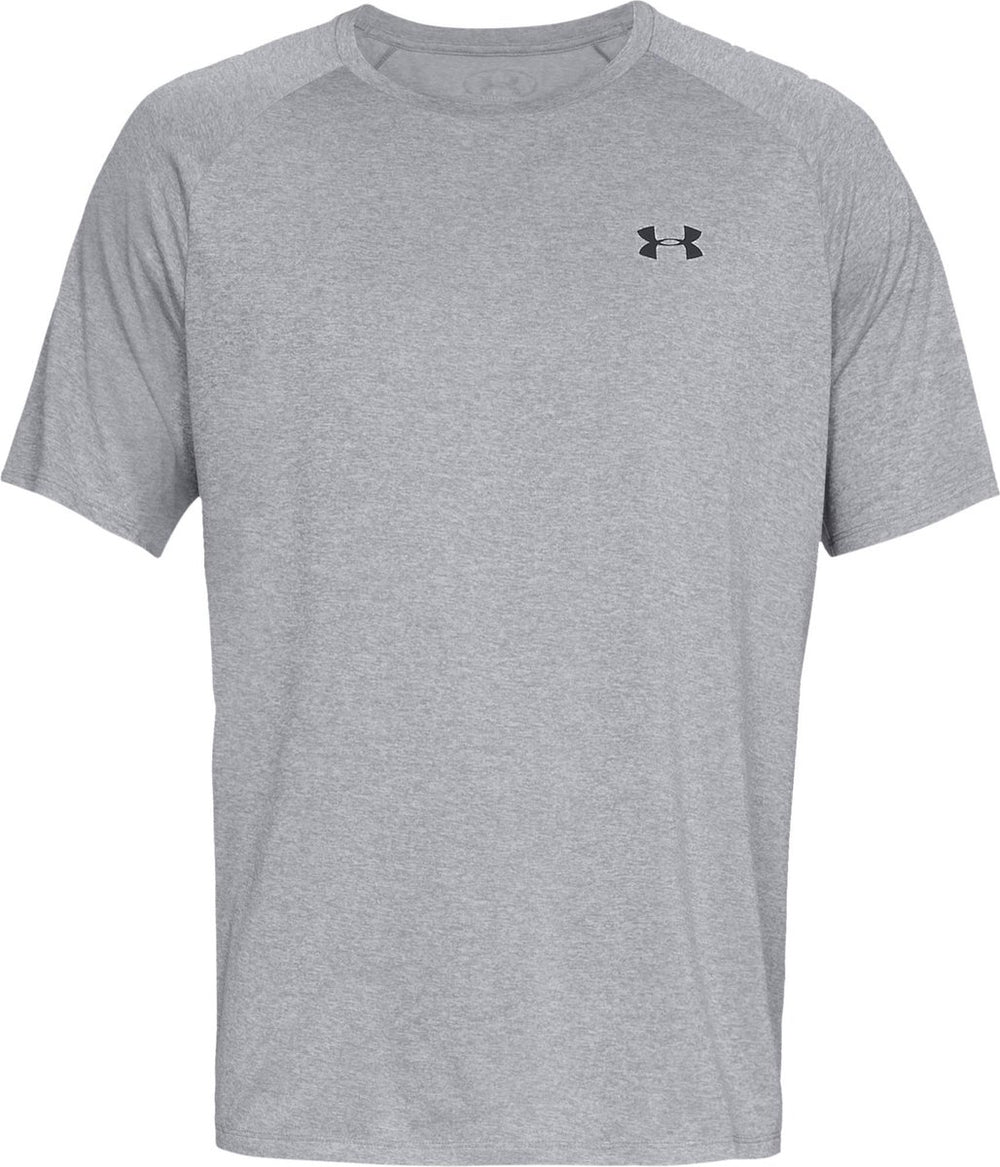 Under armour ua tech 2.0 ss tee-gry heren sportshirt - steel light heather - zwart