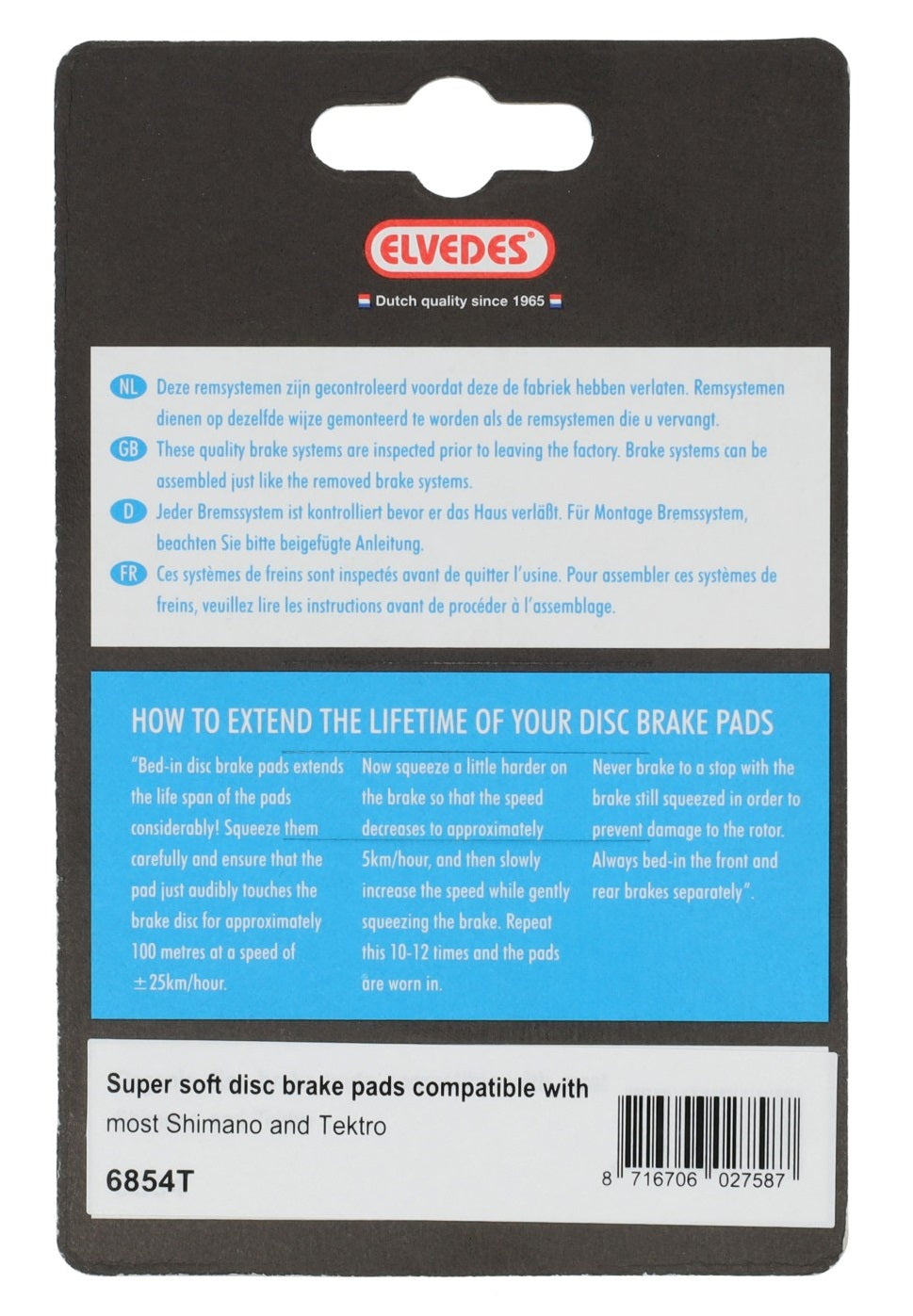 Elvedes schijfremblokset shimano br-m375 6854t - super zacht