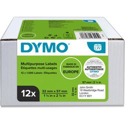 Dymo originele labelwriter multifunctionele labels | 32 mm x 57 mm | 12 met elk 1000 labels (12.000 zelfklevende etiketten) | voor de labelwriter labelprinters | gemaakt in europa