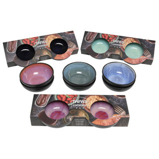 Schaal reactief glazuur 12x4 cm set van 2 assorti