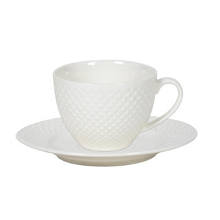 Kop met schotel diamant porselein 220 ml 6 stuks