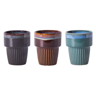Koffiemok 'rib' ø 7,5 cm 200 ml assorti | 6 stuks