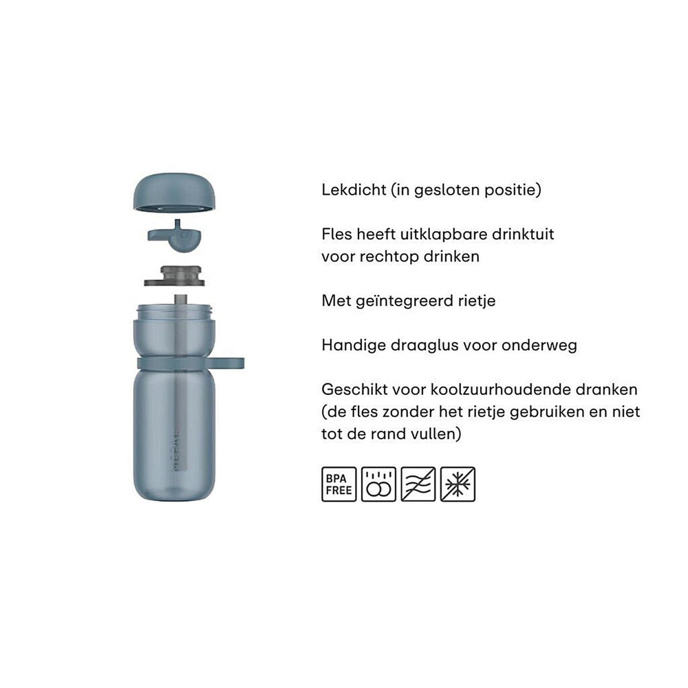 Mepal drinkfles flip sport 600ml - graphite black