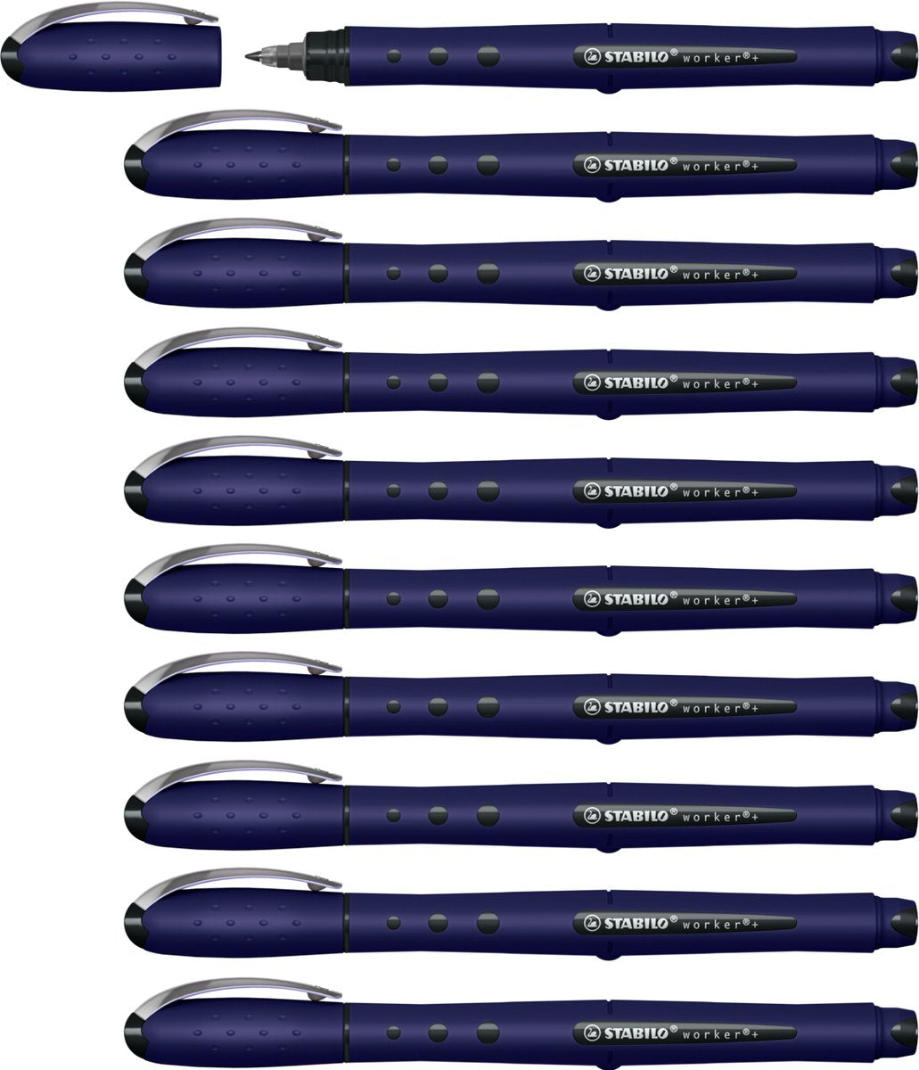 Stabilo worker+ - rollerball 0.5 mm - naturecolors wildflower - ultramarijn blauw - doos 10 stuks