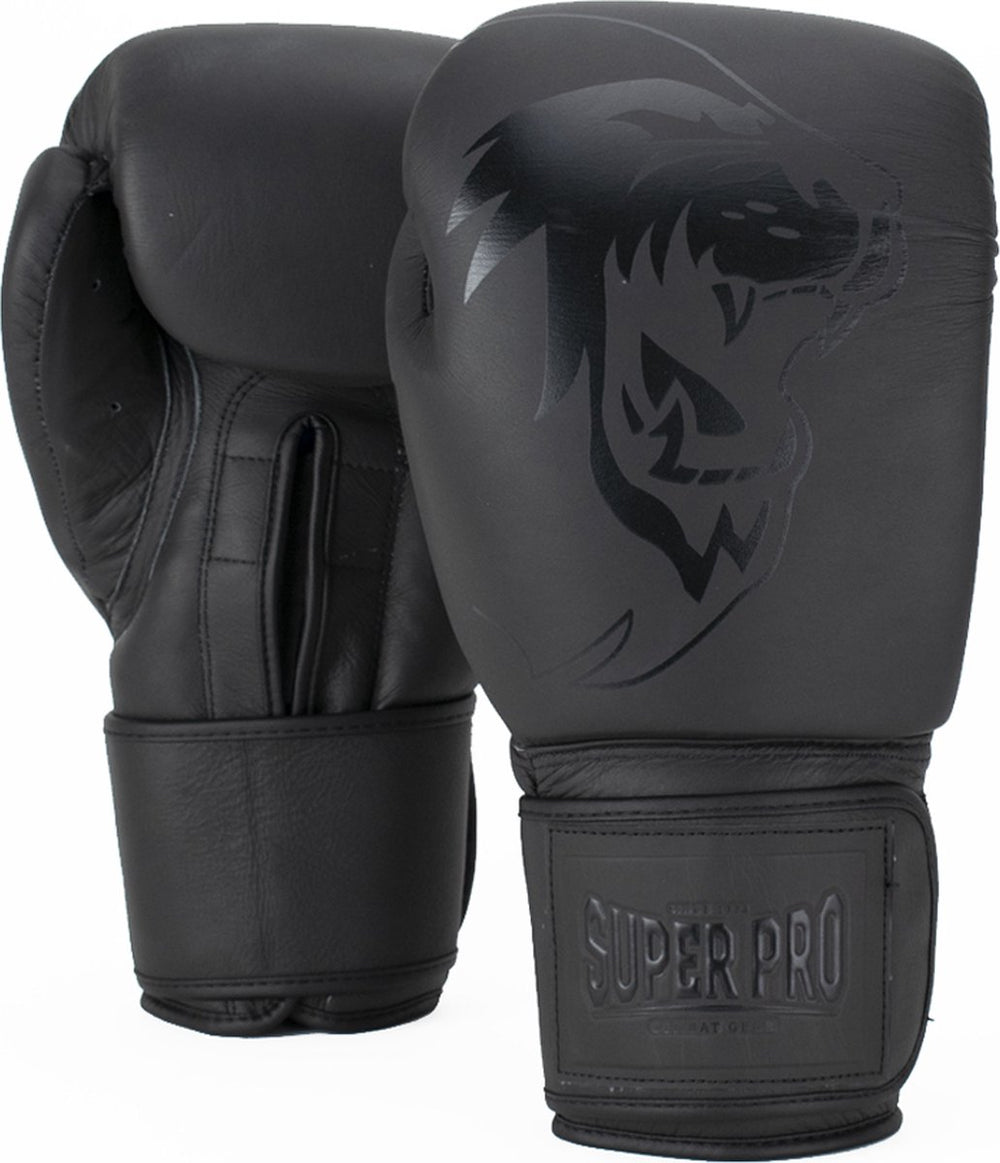 Super pro combat gear legend lederen (kick)bokshandschoenen grijs 14oz
