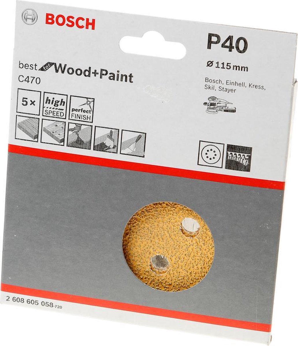 Bosch accessories expert c470 2608900794 excenterschuurpapier geperforeerd korrelgrootte (num) 40 (ø) 115 mm 5 stuk(s)