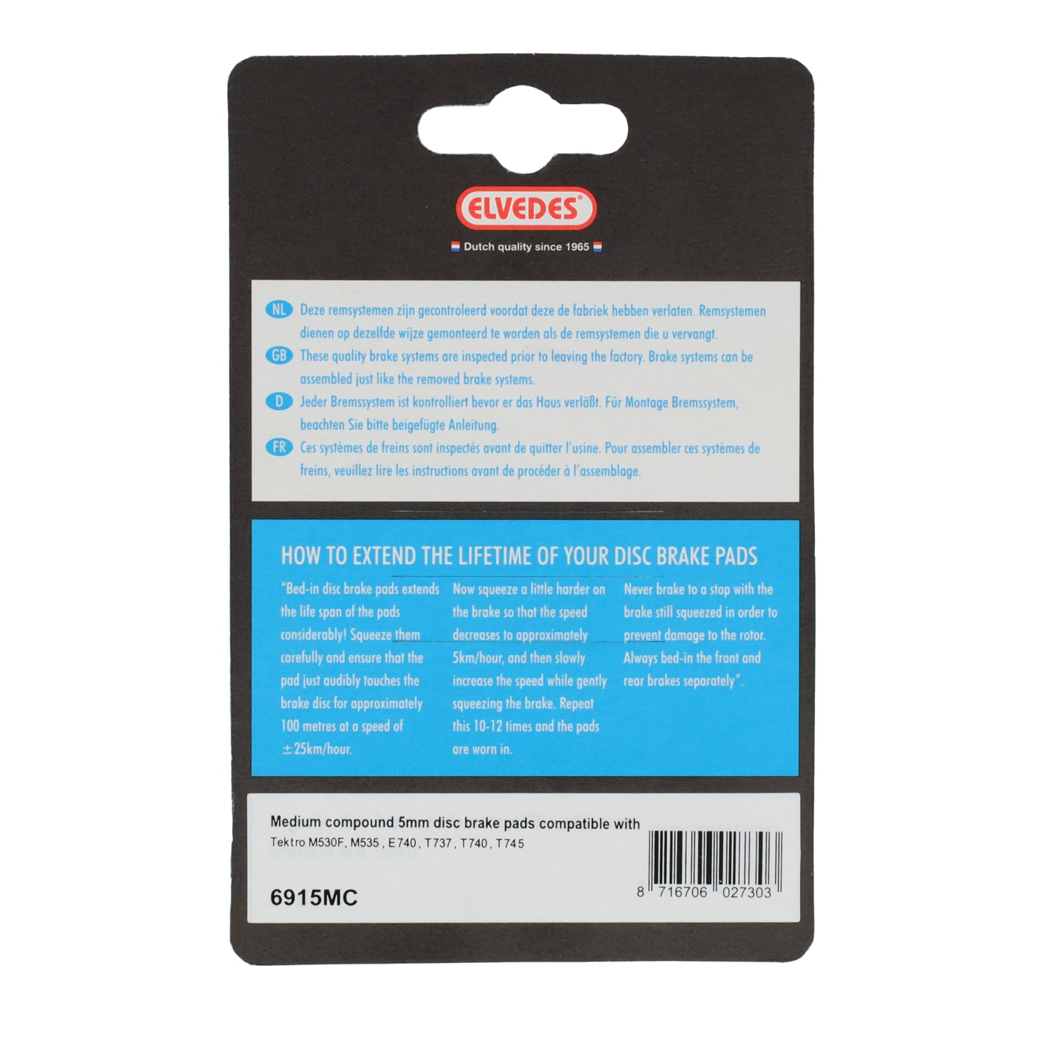 Elvedes schijfremblokset 6915mc - tektro - e-bikes - 1 paar