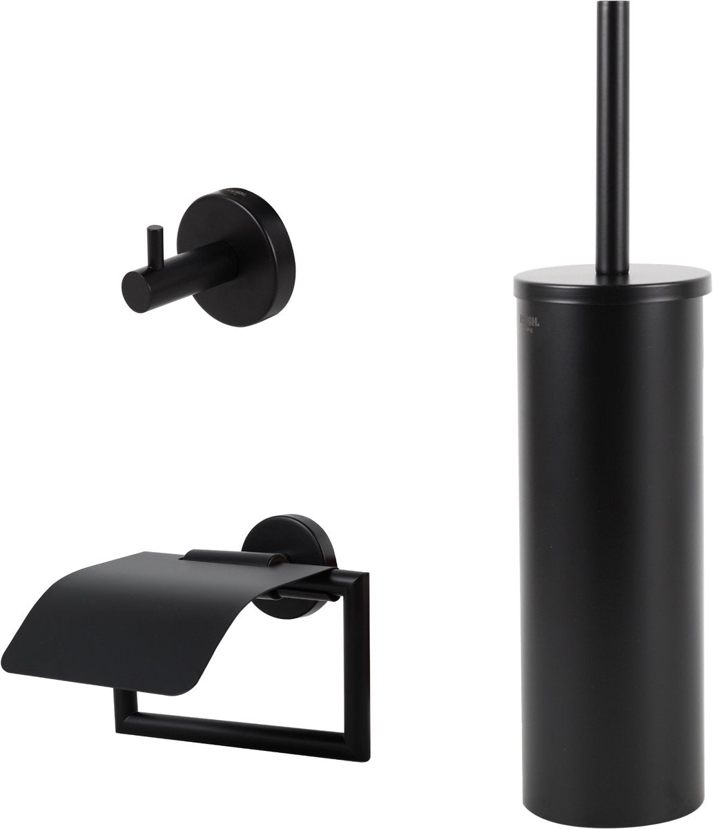 Hush. living hush living - toiletaccessoireset 3-delig - geborsteld staal - zwart