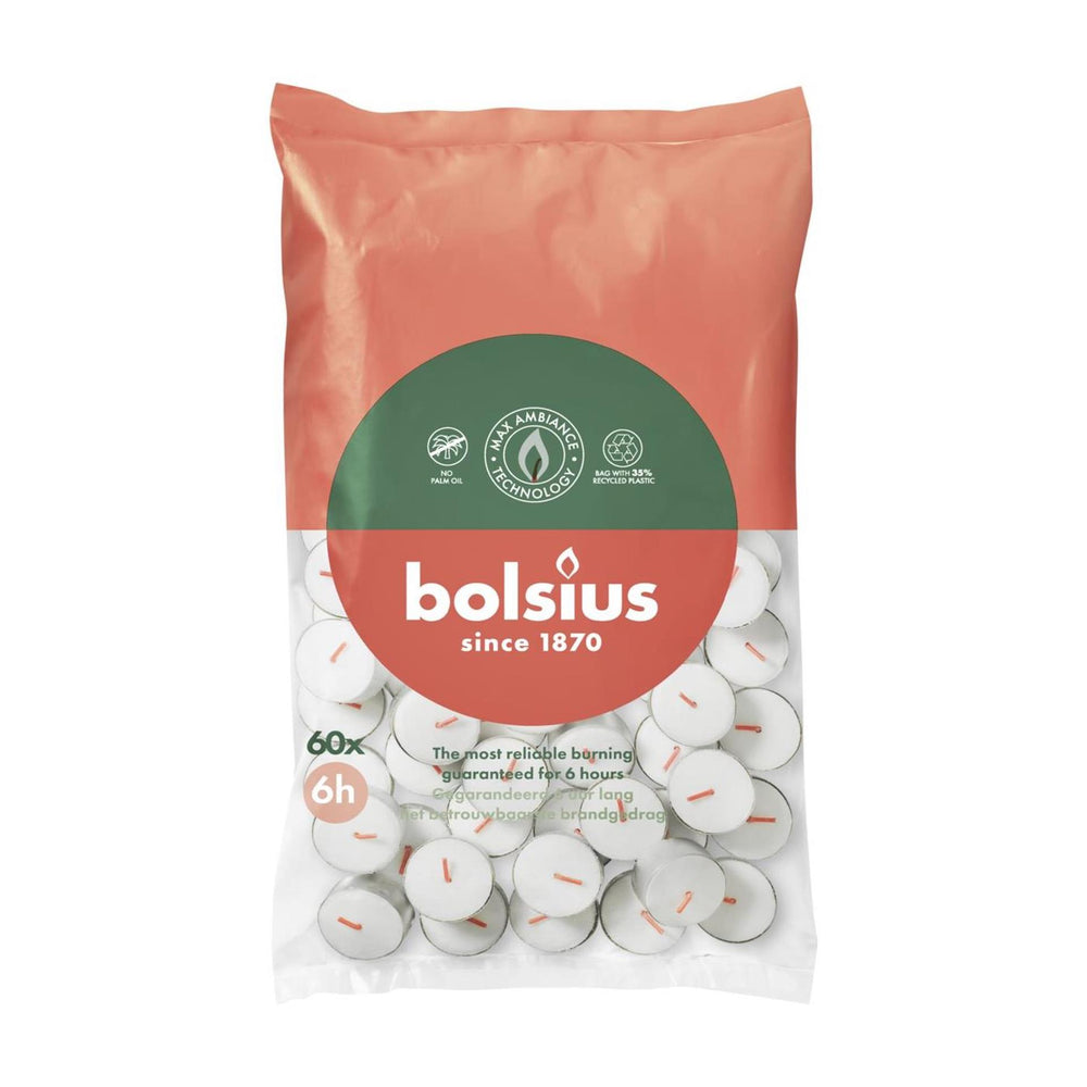 Bolsius theelichten – 6 uur brandduur – zak van 60