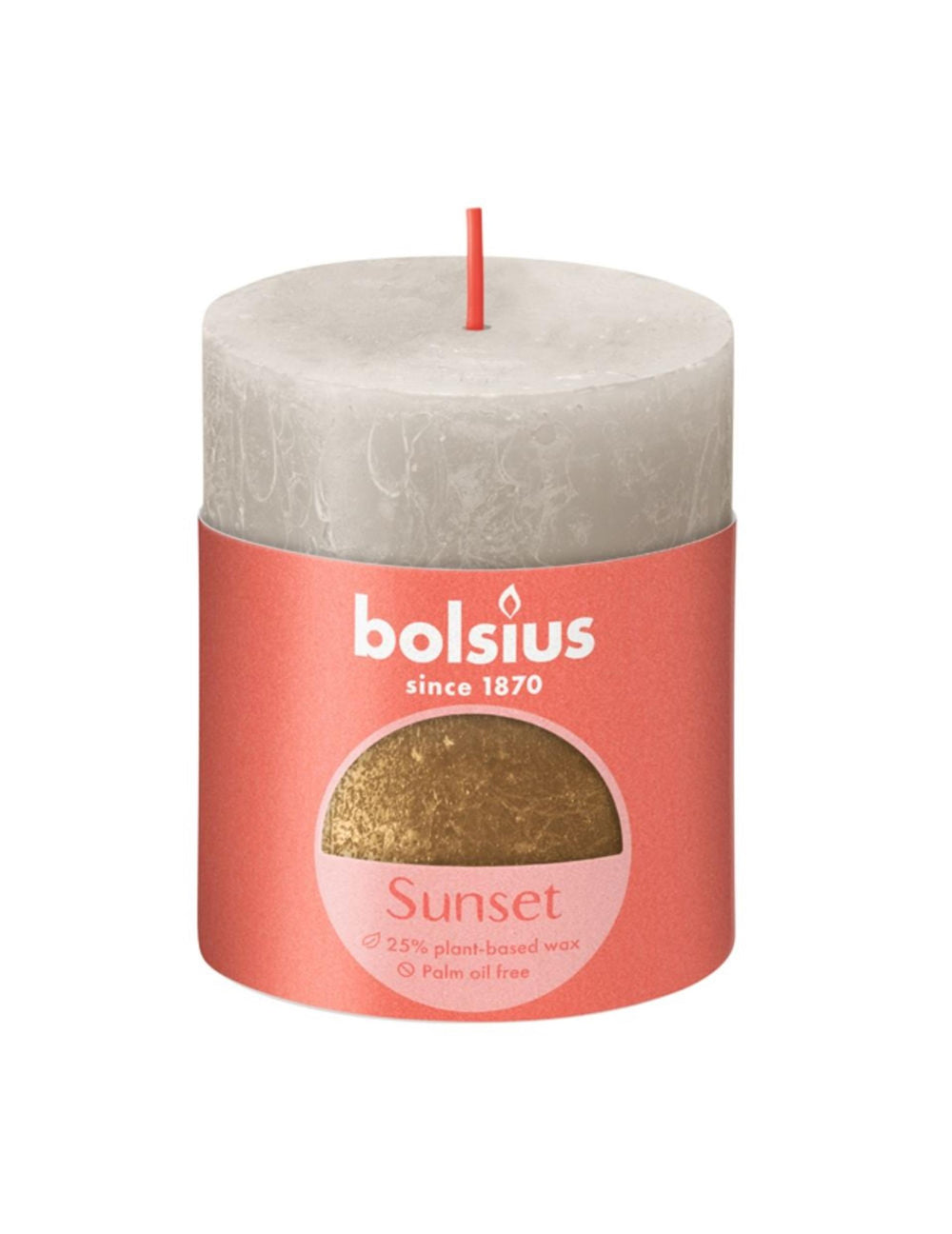 Bolsius stompkaars zonsondergang vervagen grijs-goud 80x68 mm