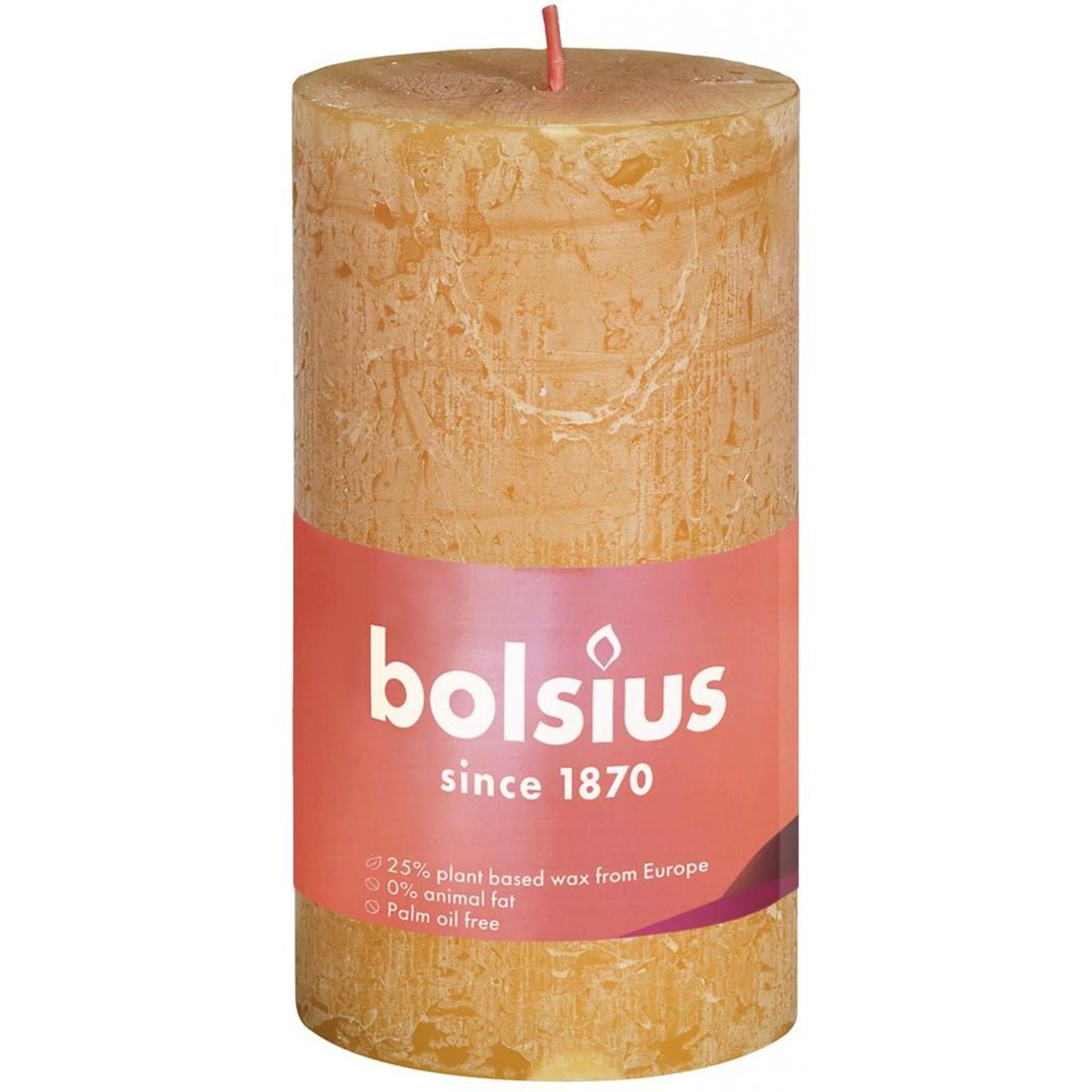 Bolsius rustiek stompkaars 100 50 oker