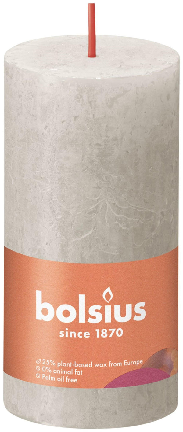 Bolsius shine collection rustiek stompkaars 100 50 sandy grey - zandgrijs