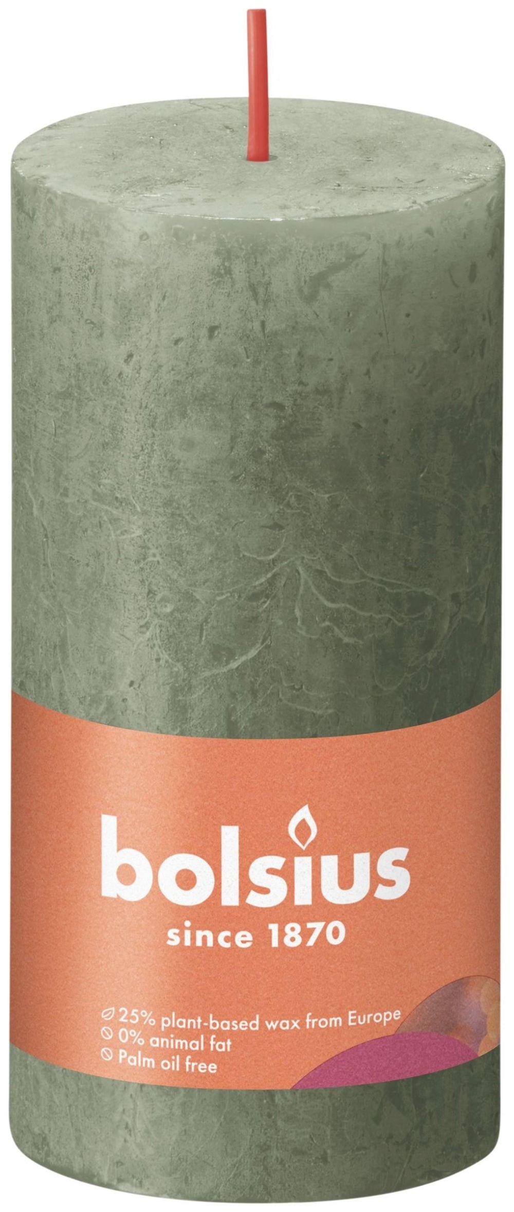 Bolsius rustiek stompkaars 100 50 fresh olive- fris olijf