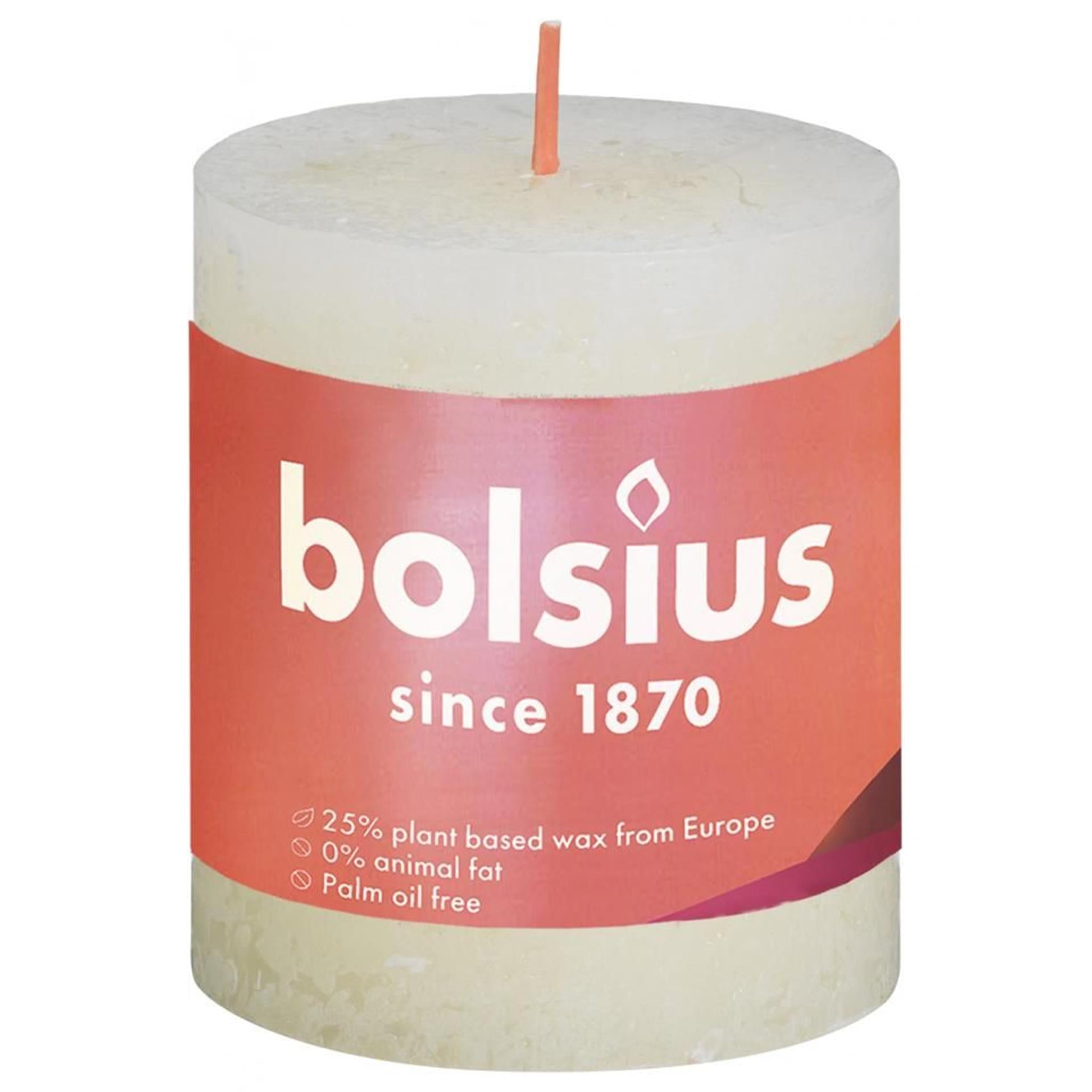 Bolsius stompkaars rustiek zachte parel 80x68 mm