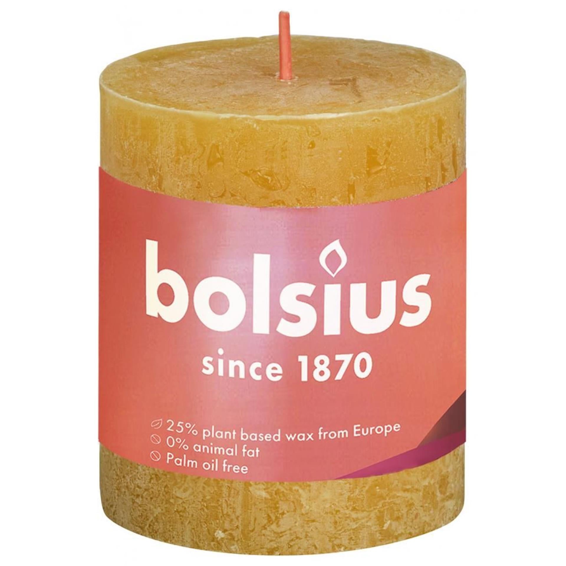 Bolsius rustiek stompkaars 80 68 oker