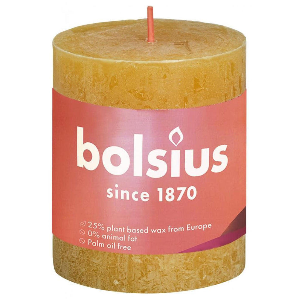 Bolsius rustiek stompkaars shine collection 80 68 honeycomb yellow ( honingraat geel )