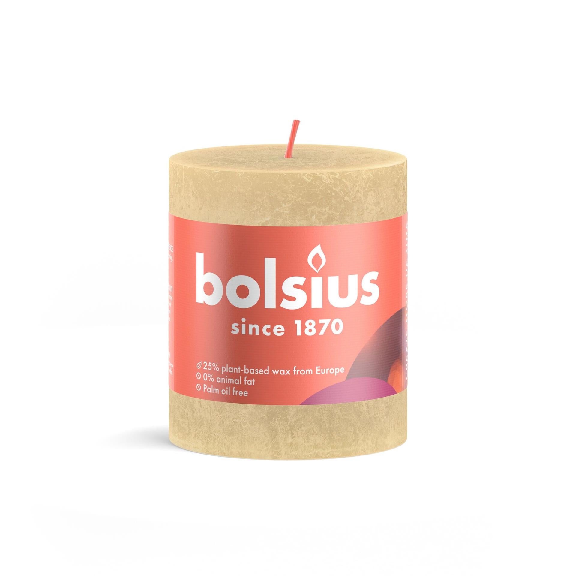 Bolsius stompkaars rustiek 8 x 6,8 cm haverbeige