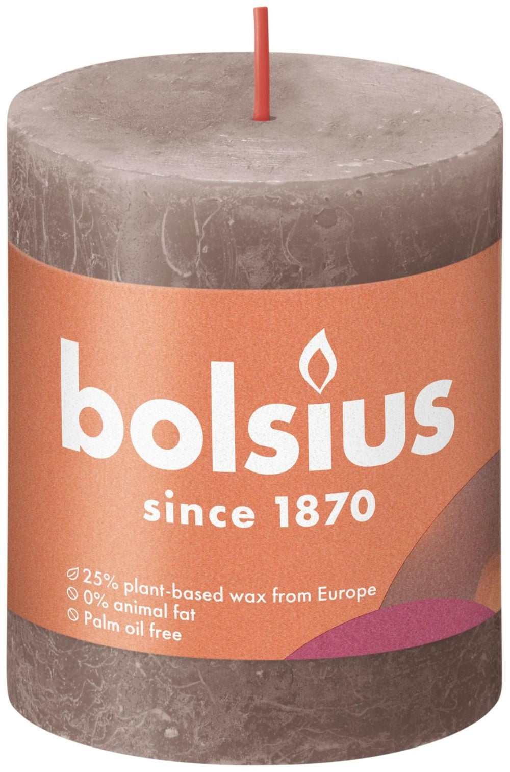 Bolsius shine collection rustiek stompkaars 80 68 rustic taupe