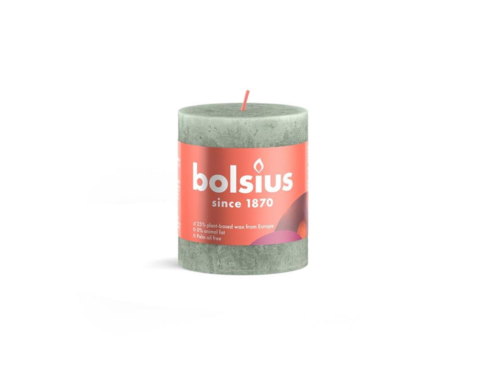 Bolsius stompkaars rustiek 8 x 6,8 cm jadegroen