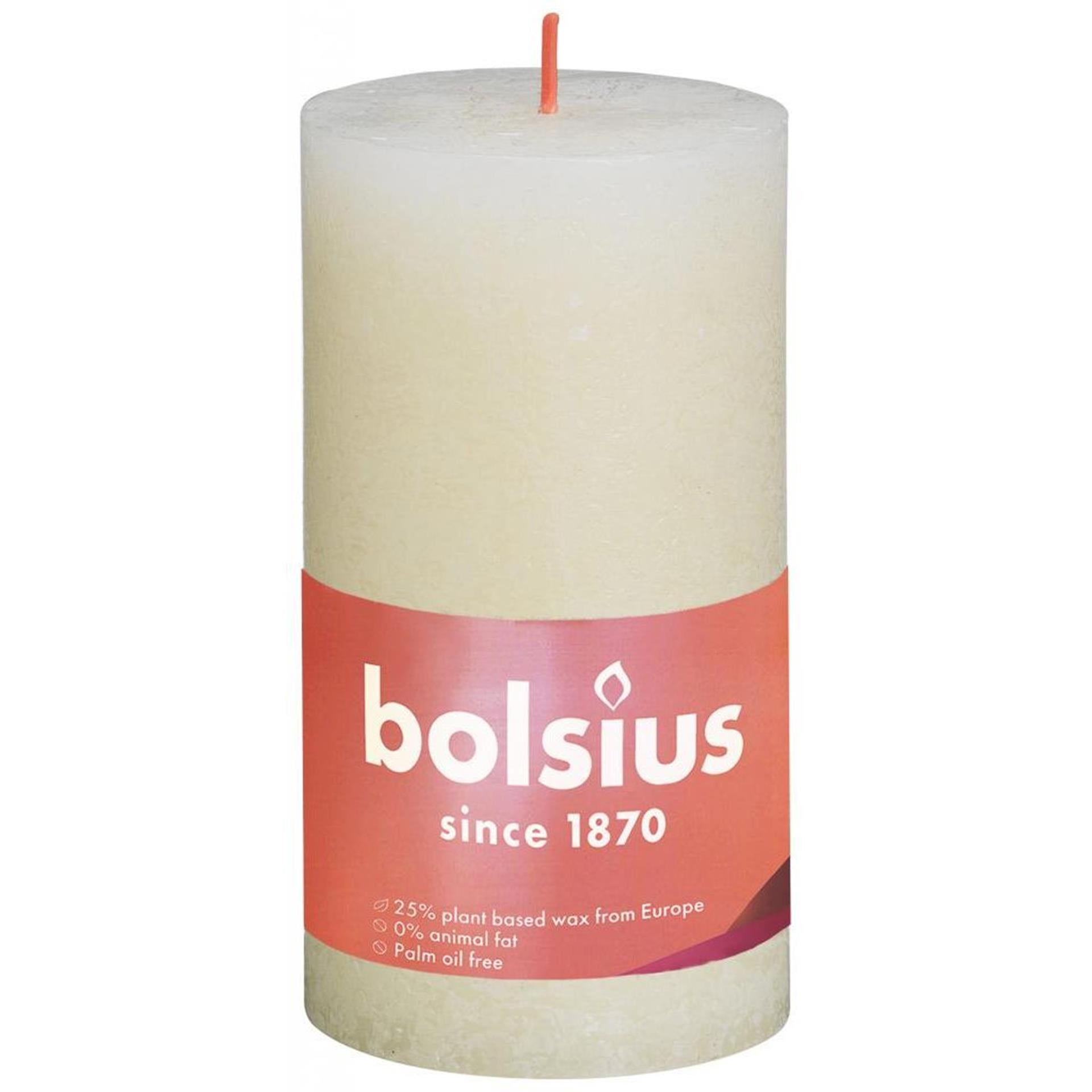 Bolsius stompkaars rustiek zachte parel 130x68 mm