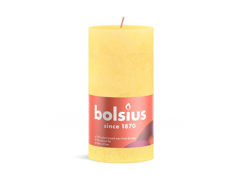 Bolsius stompkaars rustiek 13 x 6,8 cm zonnig geel