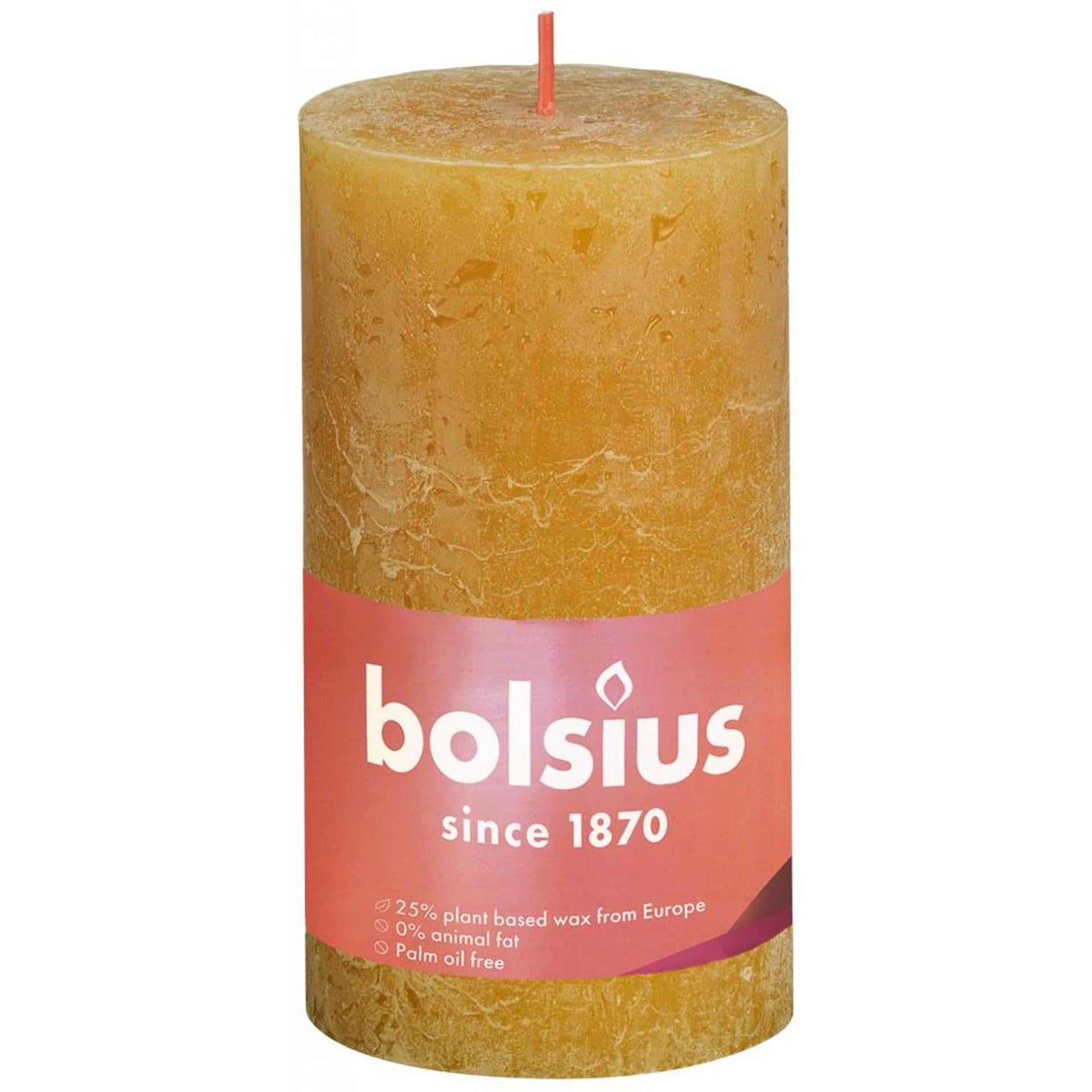 Bolsius rustiek stompkaars 130 68 oker